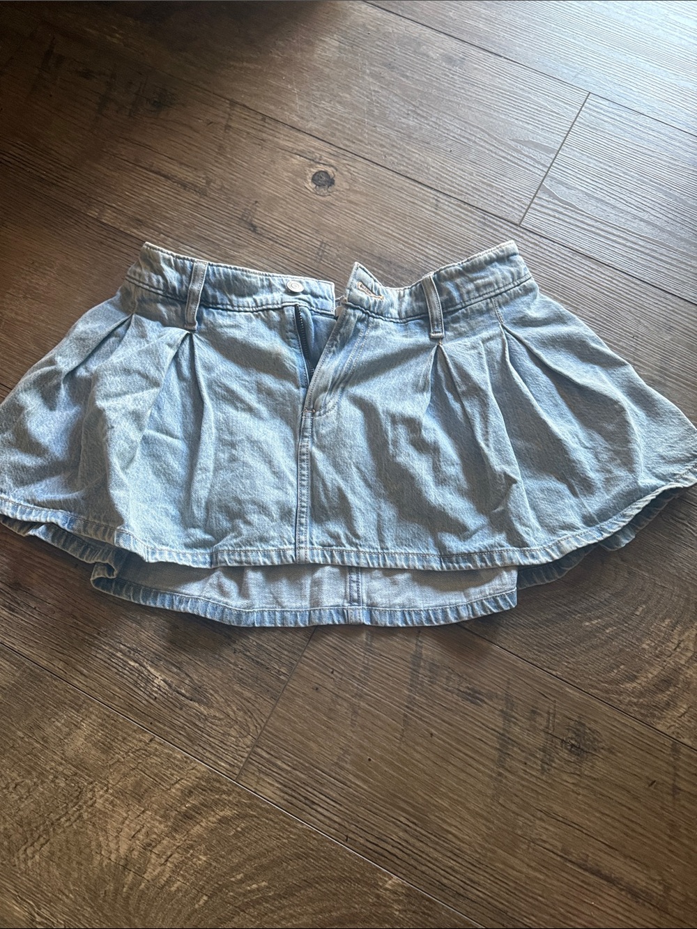 Light Blue Denim Circle Skirt - Casual A-Line Mini